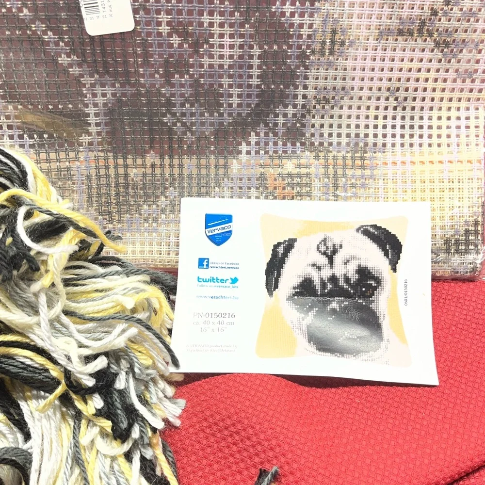 Pug Dog Cross Stitch Kit - Black and Cream